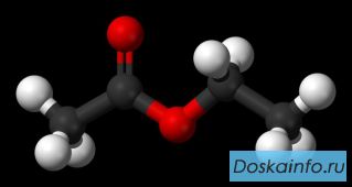 Этилацетат (этиловый эфир уксусной кислоты) СН3-СОО-CH2-CH3 — бесцветная летучая жидкость.