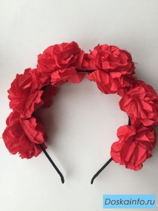 Ободок на волосы в стиле dolce&gabbana красный цветы розы украшение бижутерия аксессуары