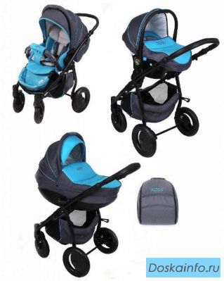 Коляска 3 в 1 Zippy Sport Plus серо-бирюзовая