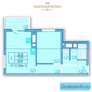 Продам квартиру евро-2 в жк парусная регата