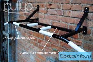 Турник настенный 3 хвата + кольца для снарядов,