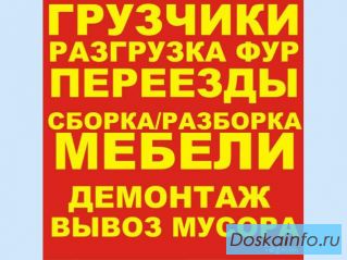 Переезды. Грузчики. Демонтаж. Внос/вывоз мусора, хлама