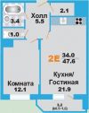 Двухкомнатная квартира (Евро) 47.60 кв.м. Микрорайон "Лобня Сити" (Московская обл.)