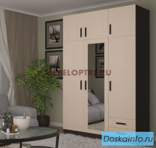 Шкаф распашной с антерсолью и ящиками 