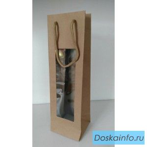 Подарочная коробка - пакет крафт с окном и без в ассортименте
