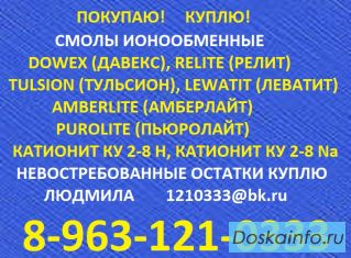 Катионит новый и отработанный