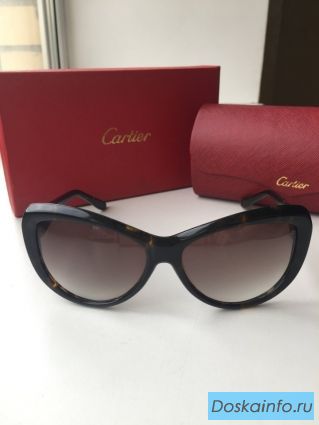 Очки женские новые cartier копия люкс цвет стекла коричневый болотный принт леопард металл под золот