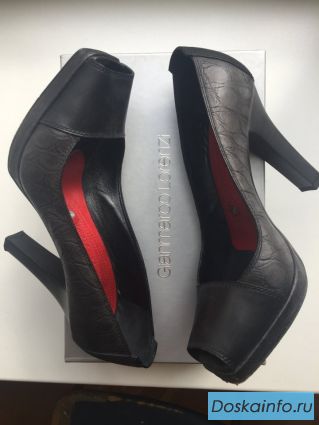 Туфли gianmarco lorenzi италия 39 размер кожа черные платформа 1см каблук 10 шпилька женские кожаные