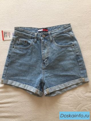 Шорты женские новые tommy hilfiger 27-26 размер 44-46 джинсовые голубые посадка высокая короткие