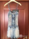 Комбинезон elisabetta franchi celyn m 46 27 б/у шорты джинсовый резинка голубой синий оборки лето
