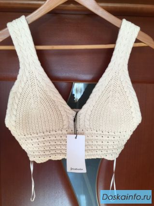 Топ новый stradivarius 46 м вязаный молочный женский летний кроп-топ топ-бюстье