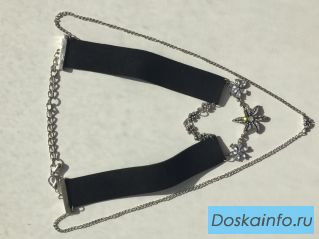 Колье чокер бижутерия украшение стразы сваровски swarovski кристаллы камни белые цветы цепь цепочка
