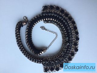 Колье бижутерия стразы сваровски замша металл бронза украшение swarovski кристаллы камни подарок под