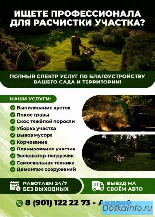 Расчистка/уборка участка. Спил деревьев.