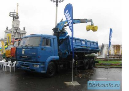 Самосвал камаз 65117 с краном манипуляторм им 150 с грейфером