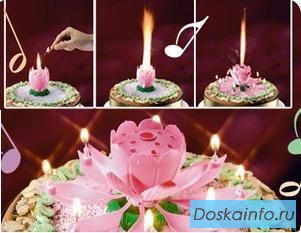 Музыкальная свеча для торта - Лотос !  и Футбольный трофей !
