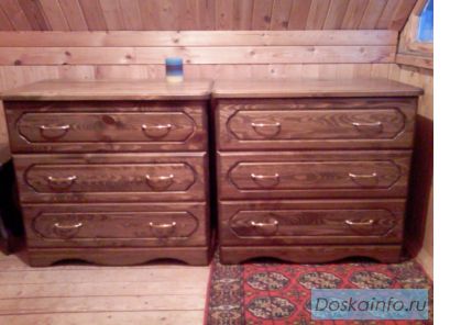 Продаю новую мебель из массивая сосны цвет орех - шкафы , комоды, кровати, столы обеденные  