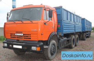 Продаю Камаз 65117 зерновоз с нарощенными бортами и 3-осным прицепом. Двигатель Cummins 6ISBE 300 л.